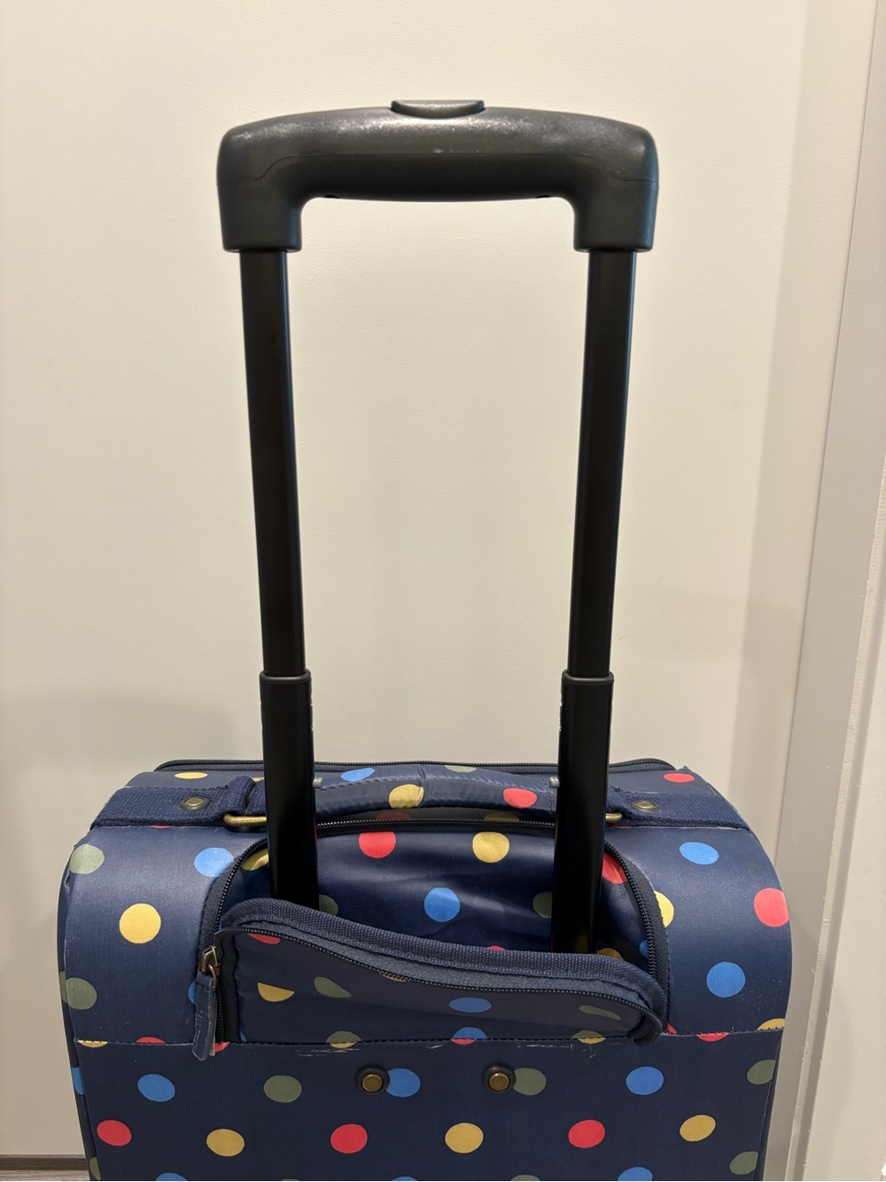 Vintage Cath Kidston Navy Polka Dot Rolling Suitcase - Picture 4 of 5